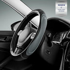 Car Steering Wheel Cover - Microfiber Leather Steering Wheel Wrap Sports 14.5-15 Inch Steering Wheel Cover Non-Slip for Men Women Grey Color