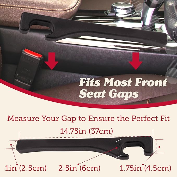 Car Seat Gap Filler (2 Pack) - Stop Dropping Between Seats - Universal Fit for Car, Truck, SUV - Block the Gap between Seat Console