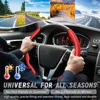 2pcs Car Steering Wheel Cover,Anti-Skid Carbon Fiber Steering Wheel Protector for Men Women,Multiple Color Options,Universal for Most Car Interiors Accessories (Red)