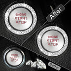2 PCS Crystal Combinatorial Rhinestone Engine Start Decoration Ring, Push to Start Button Cover, White