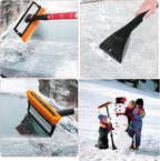 47.2" Extendable Ice Scraper Snow Brush with Squeegee for Windshield Window Car Trucks SUVs, 270° Pivoting Brush Head, Essential Winter Tool Ice Snow Remover with Comfortable Foam Grip