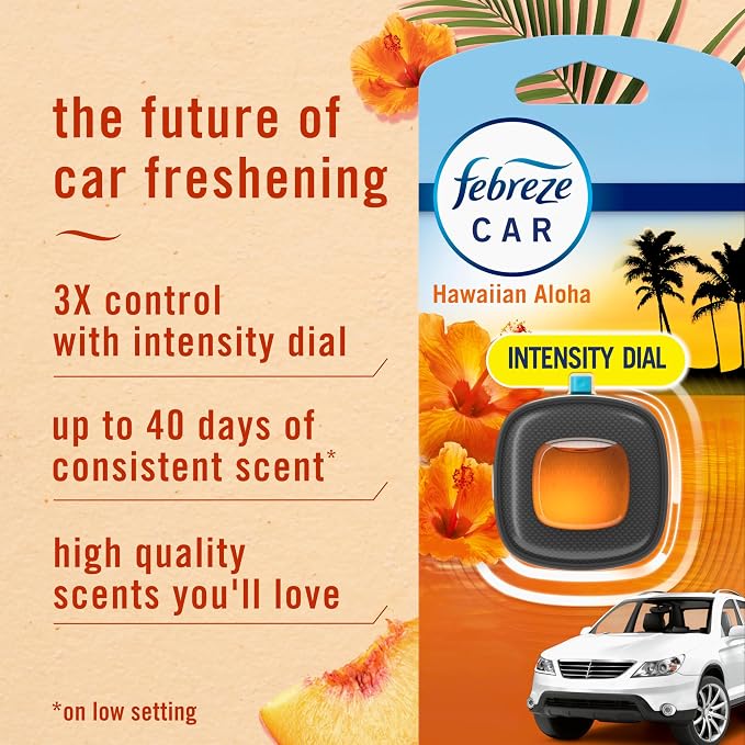 Car Air Freshener, Odor-Fighting Automotive Vent Clip, Scented Car Accessories, Long Lasting for Strong Odors, Hawaiian Aloha Scent, 4 Count