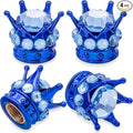 4PCS Crown Bling Tire Stem Valve Caps, Crystal Diamond Car Wheel Tire Valve Caps Universal Copper Core Stem Covers for Cars, SUV, Trucks, Bikes, Motorcycles, Bicycles (Blue)