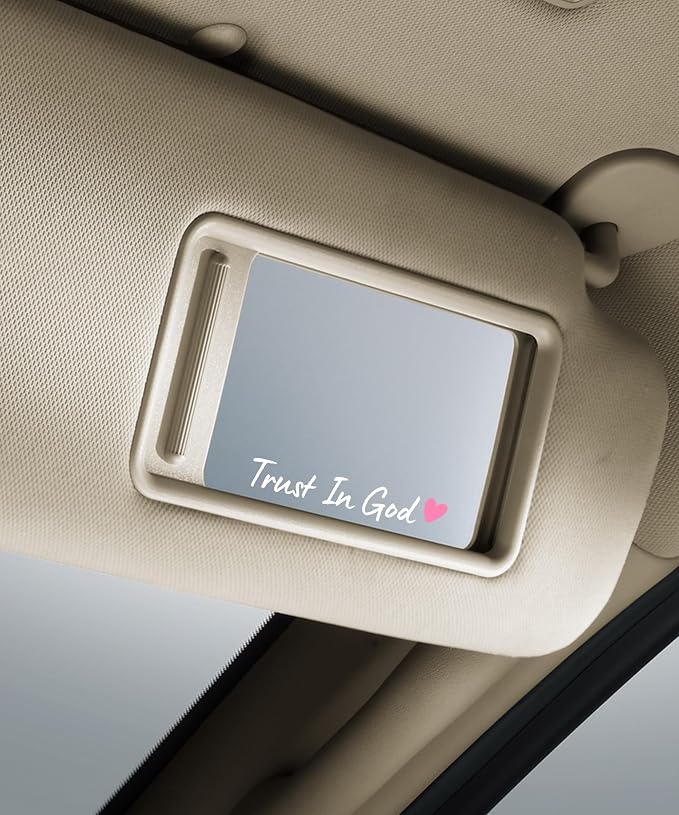 SCUARI 4PCS Car Stickers,Cars Decals,Car Accessories Trust in God Rearview Mirror Sticker,Auto Stickers and Decals,Auto Decals for Women,Trust in God Mirror Decoration,Fits Most Vehicles (White&Pink)