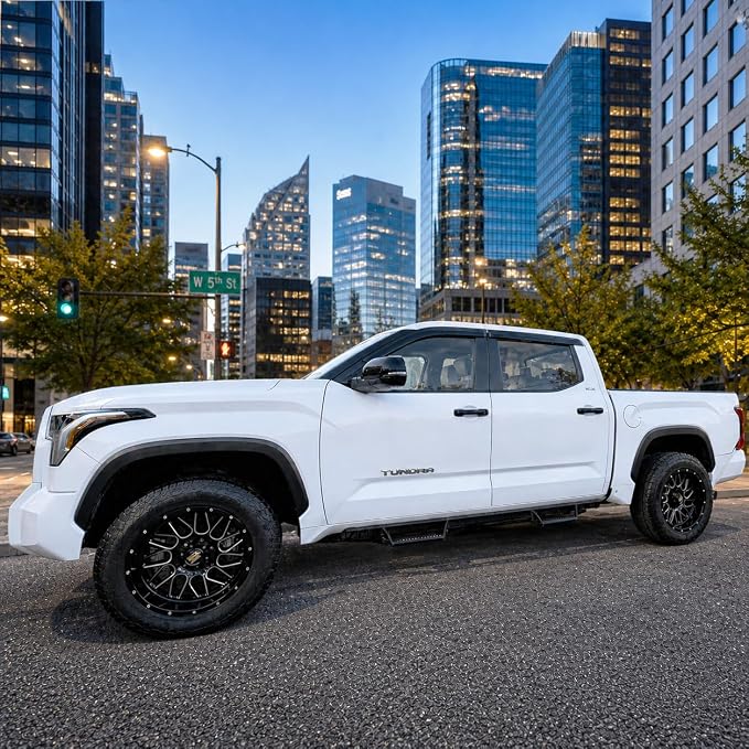 2022-2026 Tape-On Rain Guards for Toyota Tundra CrewMax Side Window Visor Deflectors SR SR5 Limited Platinum TRD Pro Capstone i-Force MAX Tinted Protectors 2023 2024 2025