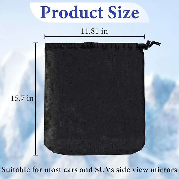 2Pcs Side Mirror Covers, Waterproof Car Side Mirror Protection for Snow, Ice, Bird Droppings - Universal Fit for Cars, SUVs, Winter Rearview Guard, Auto Exterior Accessories with Drawstrings