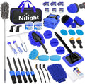 52PCS Car Detailing Kit Auto Cleaning Tools Wash Set with Storage Carry Bag Home Use for Interior Exterior Deep Clean Polish Car Care Windshield Dashboard Seat Air Vents Wheels Tires, Blue