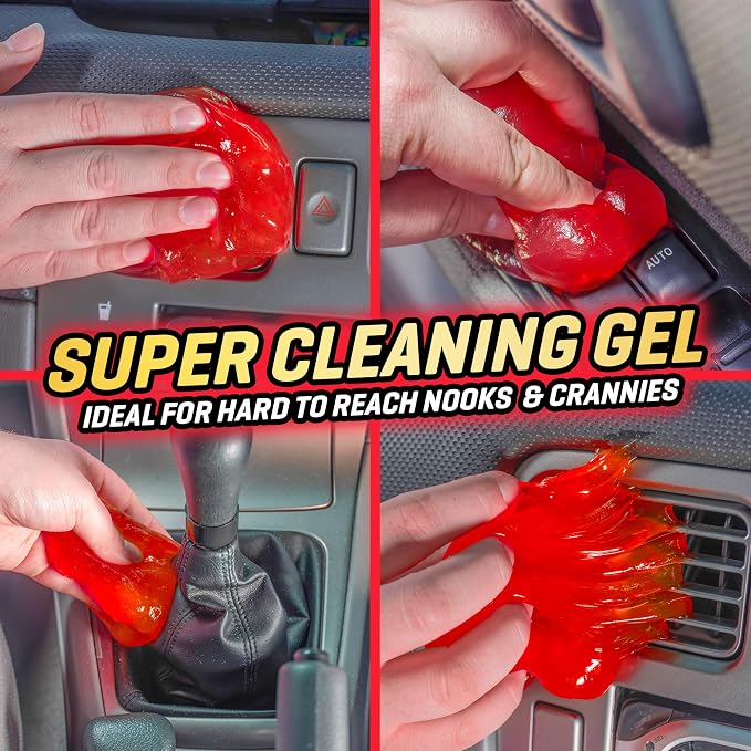 Demon Slime 5.6 Oz - Car Interior Cleaner Gel | Putty Removes Dust & Dirt - for Detailing, Cleaning Vents, Cup Holders, Keyboards, Offices | Hot Cherry Scent (Pack of 4)