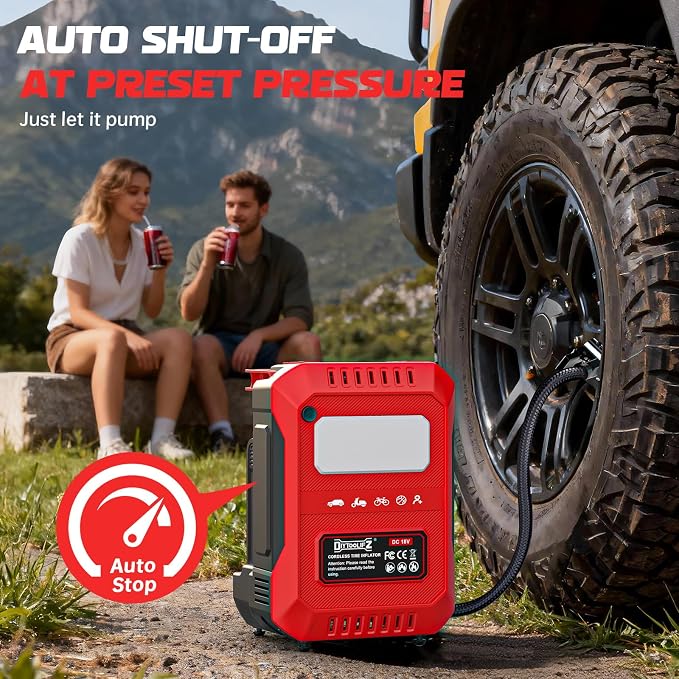 Tire Inflator Portable Air Compressor Compatible with Milwaukee 18V Battery, 160PSI Air Pump with Dual Digital Screen, Auto Shut-Off, 5X Faster Inflation & Deflation for Car (Tool Only)