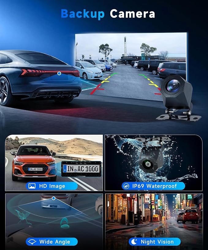 4G+64G Android 15 Doubel Din Car Stereo with Wireless Carplay Android Auto, 1280 * 720 Touch Screen GPS/WiFi/Bluetooth 5.0/ FM/32EQ/ SWC/Backup Camera