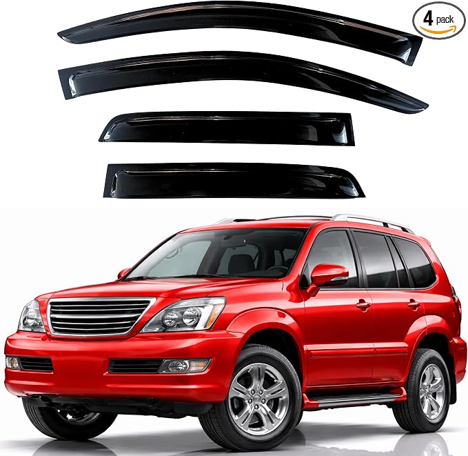 KPY Rain Guards Fit for 2003-2009 Lexus GX470, Out-Channel Window Visors Vent Wind Deflectors 4PC, Car Accessories for 03-09 Lexus GX Series