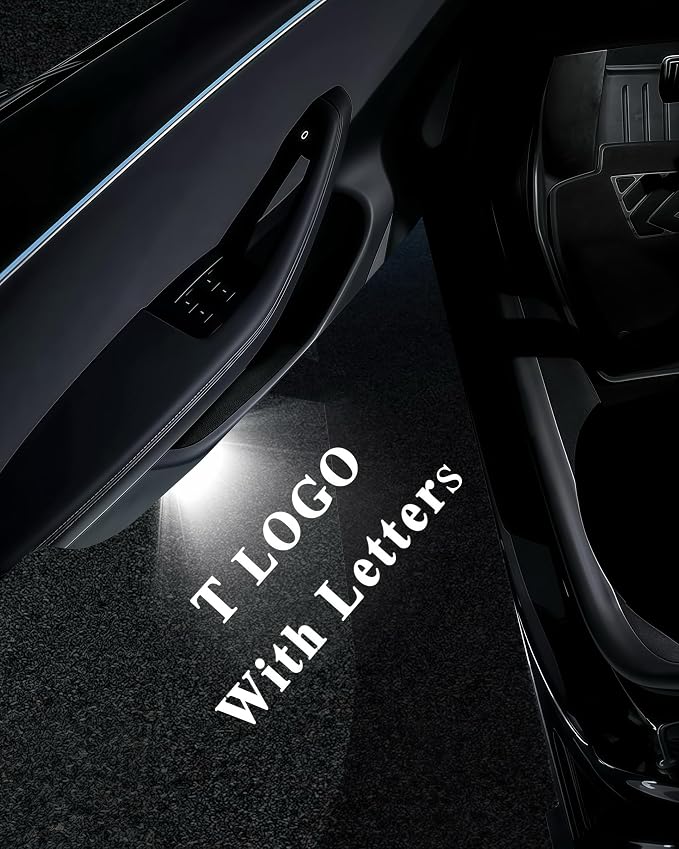Car Door Lights Logo Projector, Tesla Accessories for Model Y 3 X S | 4K HD Puddle Lights Compatible with Model Y Juniper Model 3 Highland S X, Ultra-Bright No Fade 3D Laser Welcome Light(2 Pack)