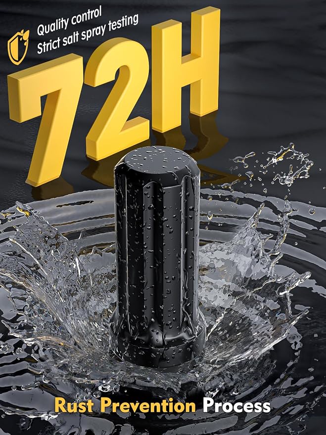 1/2-20 Lug Nuts - Replacement for 1987-2018 Jeep Wrangler, 1993-2010 Jeep Grand Cherokee, 1991-2020 Ford Explorer - 20pcs 7 Spline Aftermarket Wheel Black Lug Nut