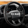 Customized Auto Car Steering Wheel Cover for Dodge RAM 1500 2500 3500, 15.5-16 inch(Black+Orange-Large Size)