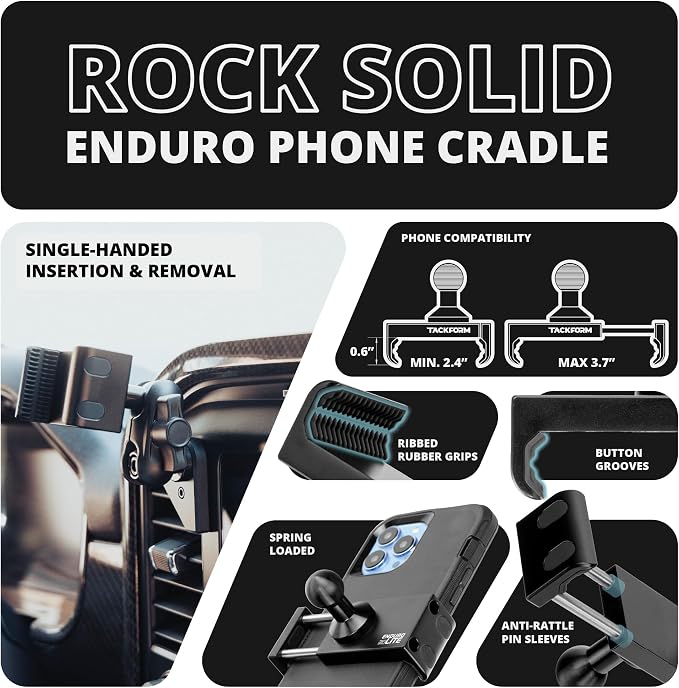 Tackform Link Vent Mount Universal Phone Holder - Compatible with 2021-2025 Ford F150 & Raptor, 2023-2025 Ford Super Duty | Aluminum | Zero Slip, Anti-Scratch | 2" Arm | Purple