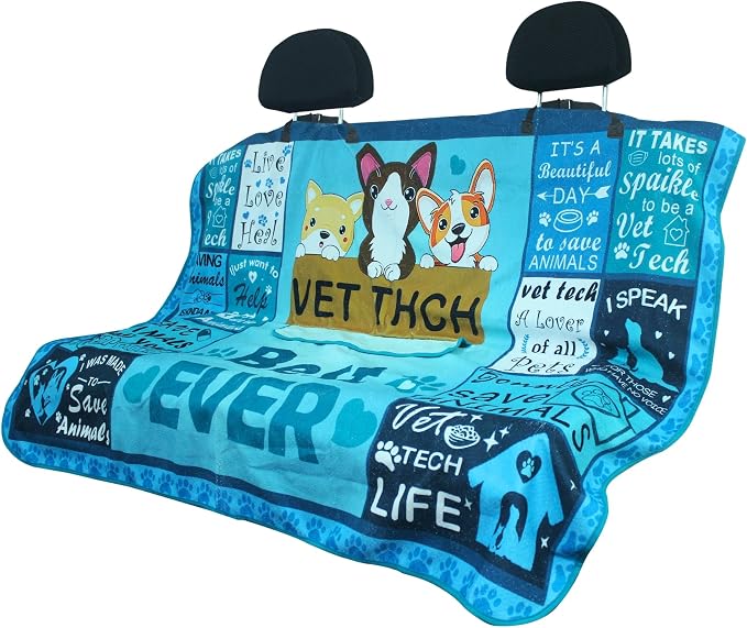 Waterproof Back Seat Cover for Dogs and Kids, Car Seat Protector Under Baby Car Seat, Child and Dog Car Seat Cover Blanket for Rear Bench(Vet Tech Gift, Rear Bench Seat Towel)