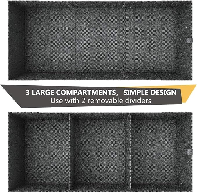 Trunk Organizer for Car, 12 Pockets Sturdy Car Organizer for SUV, Non-Slip Bottom, Folded Trunk Storage Organizer for Sedans, Van, Jeep, Grocery, Large 3 Compartments, Dark Gray 32"×13"×10"