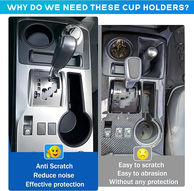 Cup Holder Inserts for 2014-2024 Toyota 4Runner Accessories Center Console Cup Holder Coaster Replaces Upgrade Non-Slip Protector Mat Pad Organizer for 4 Runner 2PCS (Center Console Left Front+Rear)