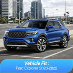 Tape-On Rain Guards for Ford Explorer 2020 2021 2022 2023 2024 2025, Out-Channel Window Visors Wind Deflectors for Rain Protection & Fresh Air, Dark Smoke Tinted, 4PCS