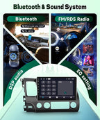 [5GHz-WiFi/Android 15] for Honda Civic 2006-2011 Wireless Carplay Android Car Stereo Support Wireless Android Auto with GPS Navigation AHD Backup Camera FM RDS Radio Receiver EQ SWC 2G+64G