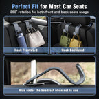 Car Seat Headrest Hook 4 Pack Hanger Universal Vehicle Car Storage Organizer for Handbag Purse Coat S Type Checkered Grey