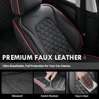 Coverado Front Seat Covers, Wear-Resistant Stain-Proof Cushions, Universal Fit for Most Vehicles, Waterproof Car Seat Protectors, Automotive Seat Covers-Red & Black Line Design