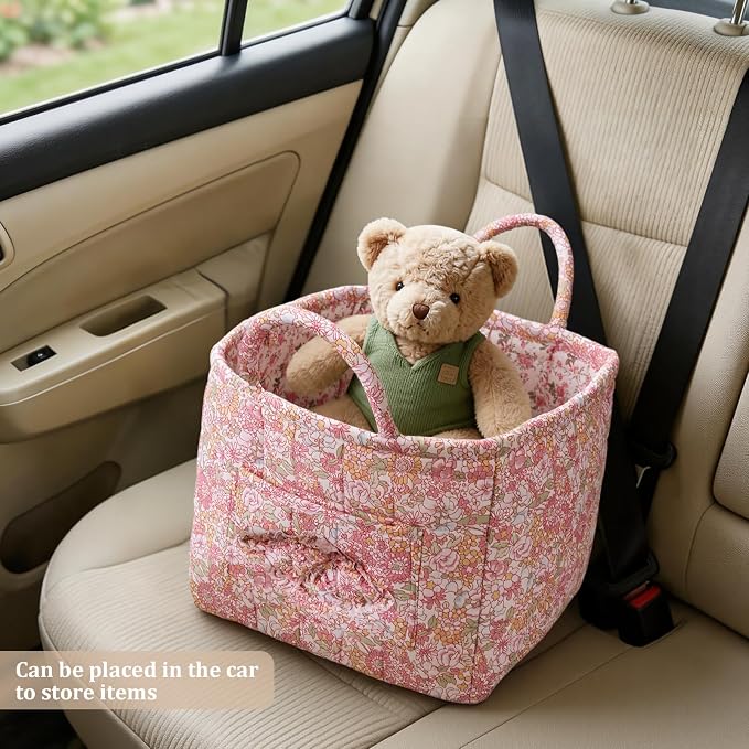 Floral Fabric Storage Basket Car Interior Storage Basket Underwear Sundries Laundry Baskets Supplies Home Organizer Bag (style 8)