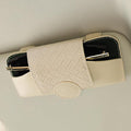 KINIVA Sunglasses Holder for Car Visor Leather Glasses Case with Clips for Car Visor Automotive Interior Visor Accessories Apply to All Car Models (10 Beige)