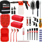 Car Wash Kit with Foam Gun, Car Cleaning, Car Wash Detailing Kit | Car Washing Kit High-Pressure Foam Spray, Microfiber, Wheel and Tire Deep Brush Cleaning, Ideal for Home Car Detailing