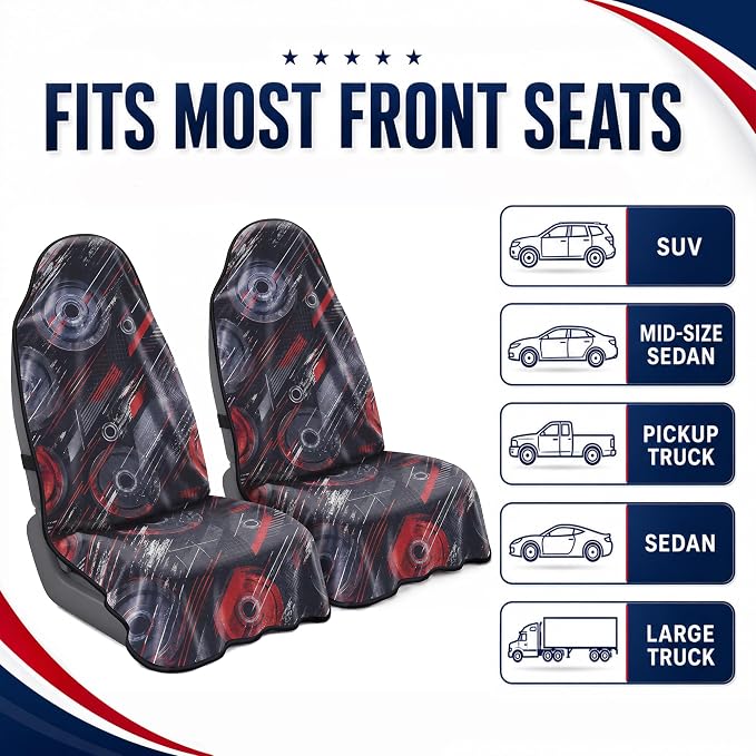 Car Seat Towel Cover 2 Pack for Front Seats, Sweat Absorbent Car Seat Protector with Non-Slip Backing, Waterproof Towel Car Seat Covers for Runners, Gym, Swimming, Beach, Pets, Cyber Motion