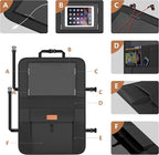 Non-Slip Backing Backseat Car Organizer Kick Mat with Storage Pockets, Large Waterproof Baby Car Seat Protector for Leather and Fabric (Black)