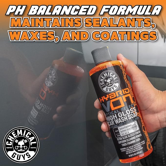 CWS_808_16 Hybrid Foaming High Gloss Car Wash Soap (Works with Foam Cannons, Foam Guns or Bucket Washes) Safe for Cars, Trucks, Motorcycles, RVs & More, 16 fl oz, Orange Scent