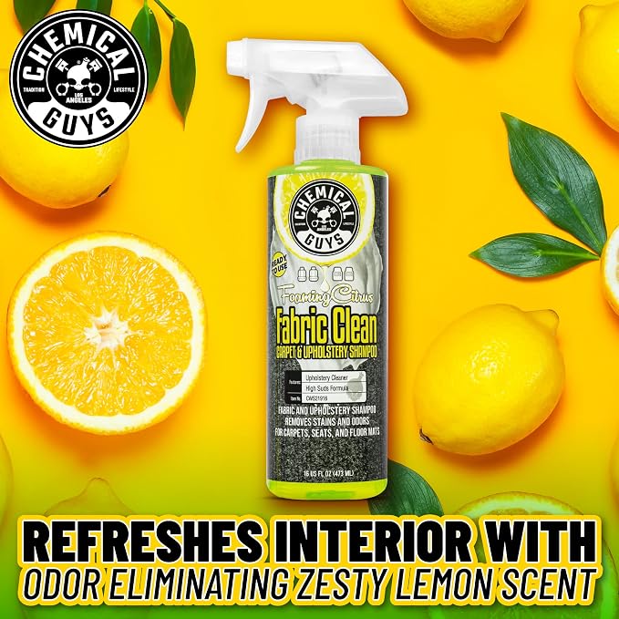 Sprayable Citrus Fabric Clean Carpet & Upholstery Cleaner (Car Carpets, Seats & Floor Mats), 16 fl oz, Citrus Scent + Induro 7 Heavy Duty Nifty Interior Brush - HOL463