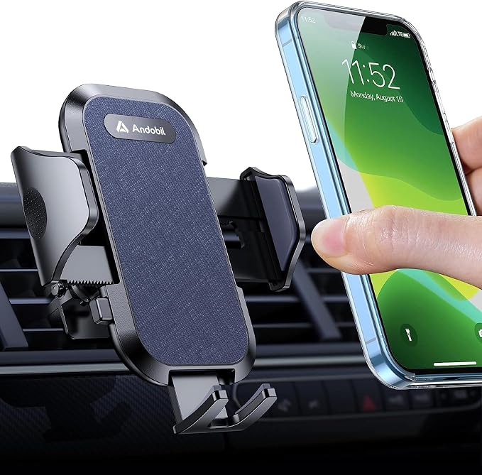 2026 Upgraded Car Phone Holder Mount for Vent, Military Sturdy Metal Clip Air Vent Phone Holder for Your Car Easy Used Cell Phone Car Mount, Blue