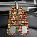 Car Headrest Purse Hanger Vintage Library Book Shelf 1 Pack Bag Purse Holder for Car Premium Leather Double Metal Hook for Handbags, Grocery Bags and Phones
