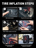 Portable Tire Inflator for Car, 12V Air Compressor, Max 100 PSI | Car Portable Air Compressor, Digital Tire Inflator with Gauge, Smart Auto-Stop & Fast Inflation Design