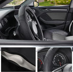 Car Steering Wheel Cover for Prius Civic Model 3 Model Y Camaro, Small Size 14-14.25 inch, Black Microfiber Leather