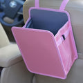 3 Gallons Open-Top Car Trash Can, Large Capacity Hanging Car Trash Bag with Water-Proof PEVA Liner, Stand Car Trash Bag Foldable Car Storage Bag for Cars SUV Truck (Pink)
