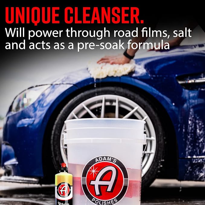 Adam's Polishes Strip Car Wash Soap (Gallon) - Sealant & Car Wax Remover Shampoo Salt Remover, Presoak, & Acidic Wash | Thick Suds For Use In Car Cleaning Kit, Foam Cannon, Foam Gun