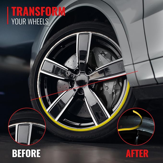 PROTECTiQ Universal Wheel Protection - Trim Easy to Apply with Automotive 3M Tape. 6 Colors - Fits Up to 24" Rims - Including Tesla - Yellow