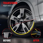 PROTECTiQ Universal Wheel Protection - Trim Easy to Apply with Automotive 3M Tape. 6 Colors - Fits Up to 24" Rims - Including Tesla - Yellow