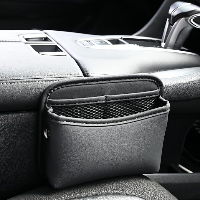 Car Side Phone Pocket Organizer, PU Leather Car Console Organizer Pocket, Multifunctional Console Side Organizer Bag Suitable for Storing Mobile Phones Keys and Wallets