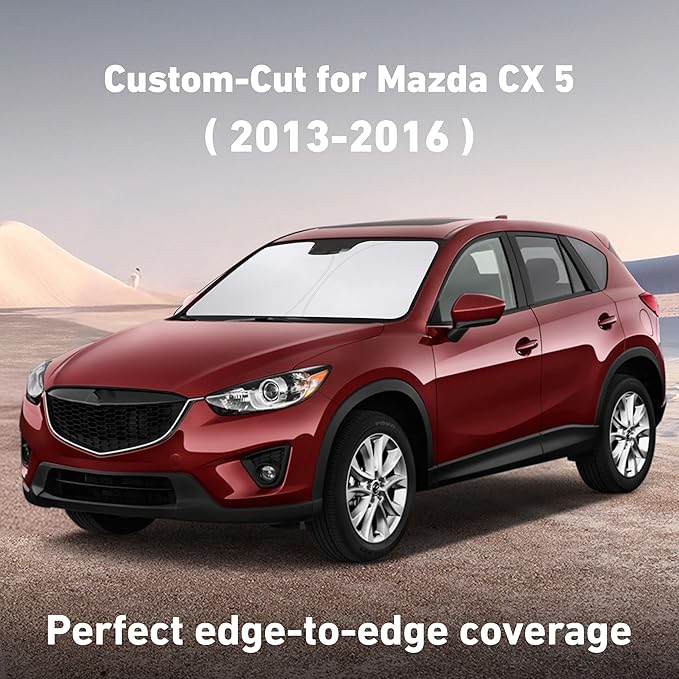 Windshield Sunshade Compatible for Mazda CX-5 2013-2014 2015 2016, Sun Visor for Front Windshield & Window Sun Shade Cover, UV Heat Blocker & Protector, Car Accessories