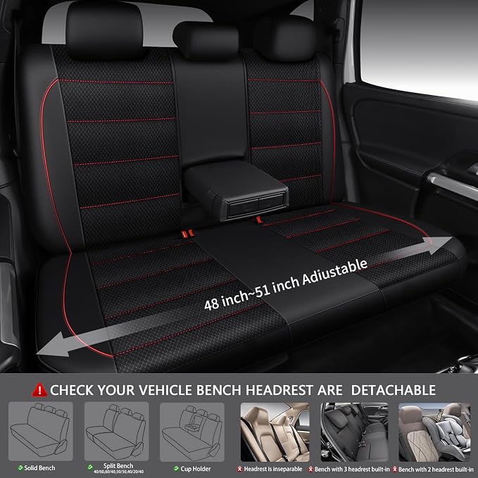 Mesh Leather Car Seat Covers Full Set,Breathable Mesh Faux Leather Seat Covers for Car, Universal Fit for SUV Truck Sedan Automotive, Airbag Compatible, Black and Red