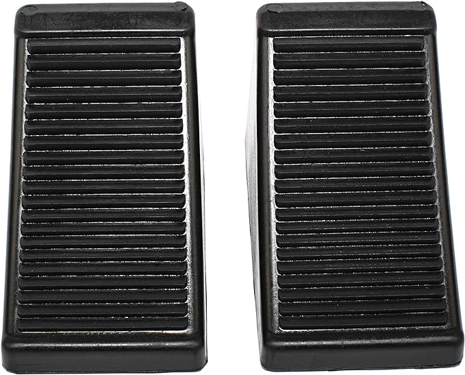 50011 Heavy-Duty Rubber Wheel Chocks with Eyebolt, Anti-Slip Design for Trailers, RVs, and Trucks (6.5" x 3.75" x 4") - 2 Pack
