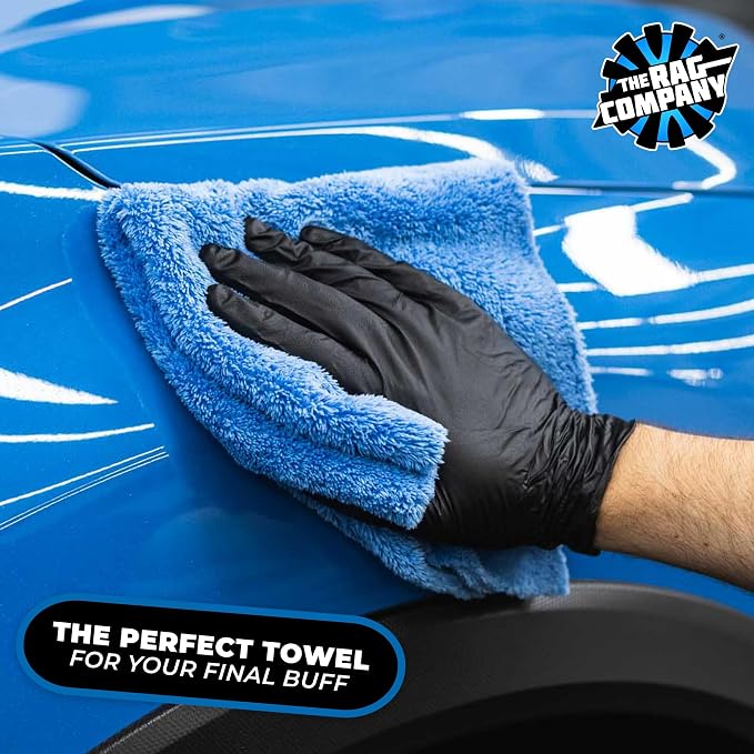 Eagle Edgeless 500 (4-Pack) Professional Korean 70/30 Blend Super Plush Microfiber Detailing Towels, 500GSM, 16in x 16in, Blue