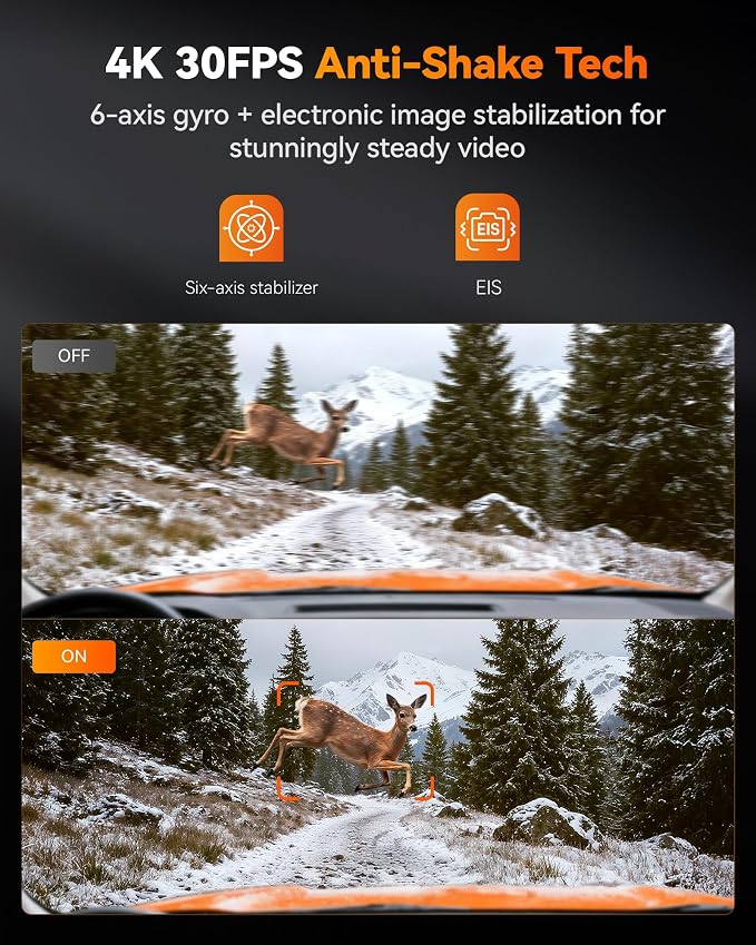 X5 Duo 4K+2.5K Dash Cam Anti-Shake, 8MP STARVIS 2 IMX678 IMX675, Dual Car Camera Front and Rear, 5.8GHz Wi-Fi GPS, Included 64GB Card, Voice Control, Touch Screen, Parking Mode
