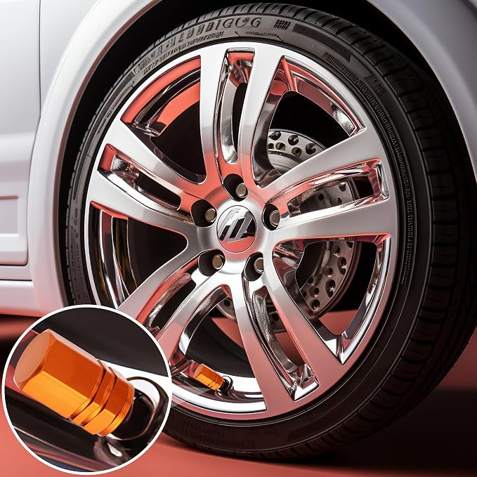 8PCS Tire Valve Stem Caps, with Rubber O-Ring, Corrosion Resistant Leak-Proof, Aluminum Alloy Universal Wheel Valve Covers for Cars, SUV, Trucks, Bikes, Motorcycles, Bicycles(Orange)