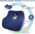 Car Seat Cushion for Driving, Car Seat Pillow for Short Drivers | Ergonomic Memory Foam Seat Cushion for Pain Relief, Adult Booster Seat for Car, Butt Cushion for Car, Truck, Blue&Gray