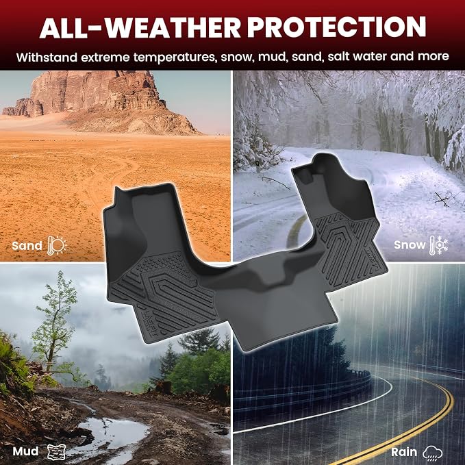 Floor Mats for Chevrolet Chevy Express/GMC Savana 1500/2500/3500 2003-2026, All Weather TPE Custom Fit Floor Mats for Cars, Front Row Floor Liners for Express Accessories, 1 PCS